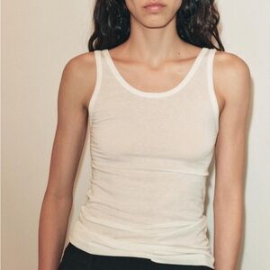 Aritztia TNA white ribbed fitted tank top